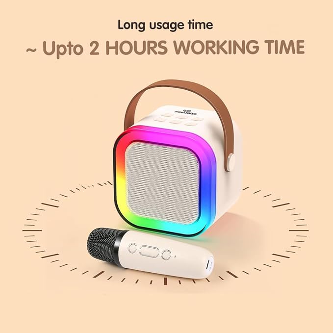 Wembley Rechargeable Karaoke Mic with Speaker for Singing | Wireless Mini Portable Bluetooth Speaker with Microphone & LED Lights | Cute Birthday Gift for Kids Musical Toys for Boys, Girls and Adults