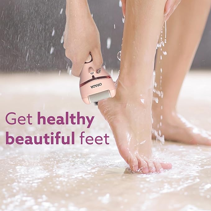 AGARO Callus Remover with 3 Interchangeable Head Rollers, Electronic Foot Scrubber For Callus & Dead Skin Removal, Pedicure Device, 2 Speed, Rechargeable Foot Care, Waterproof, CR1727, Pink